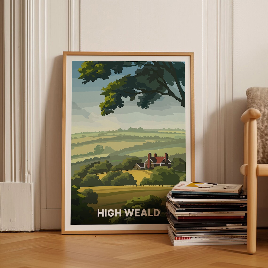 High Weald Countryside Travel Poster Rolling Green English Hills Art