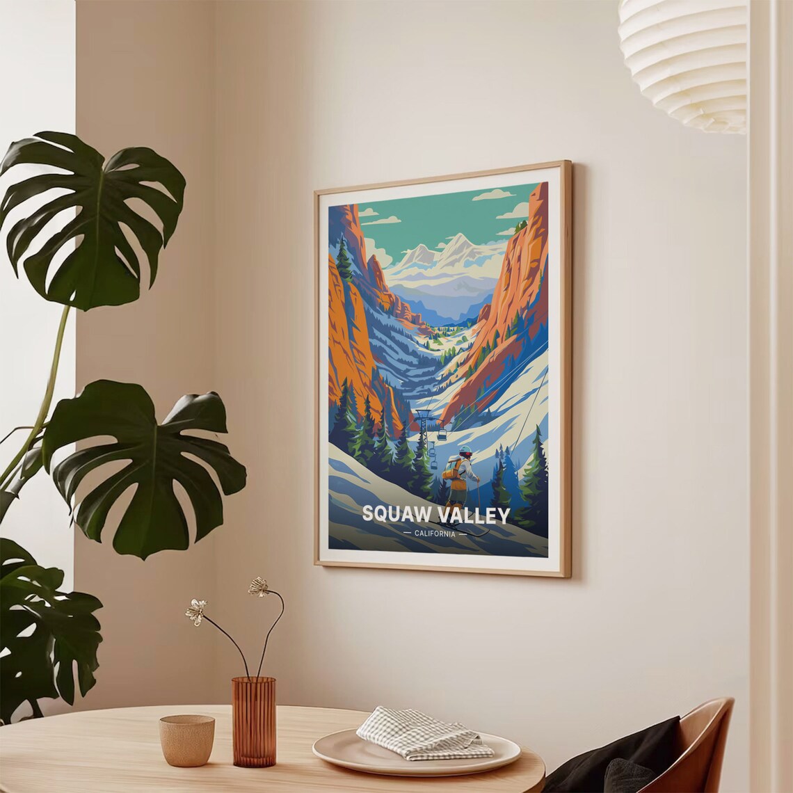 Squaw Valley California Ski Resort Chairlift Snowy Mountain Poster - Image 2