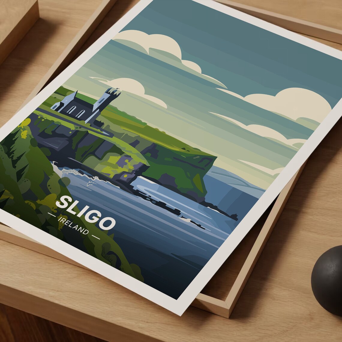 Sligo Ireland Poster Sea Cliffs Church Coastal Landscape Art - Image 3