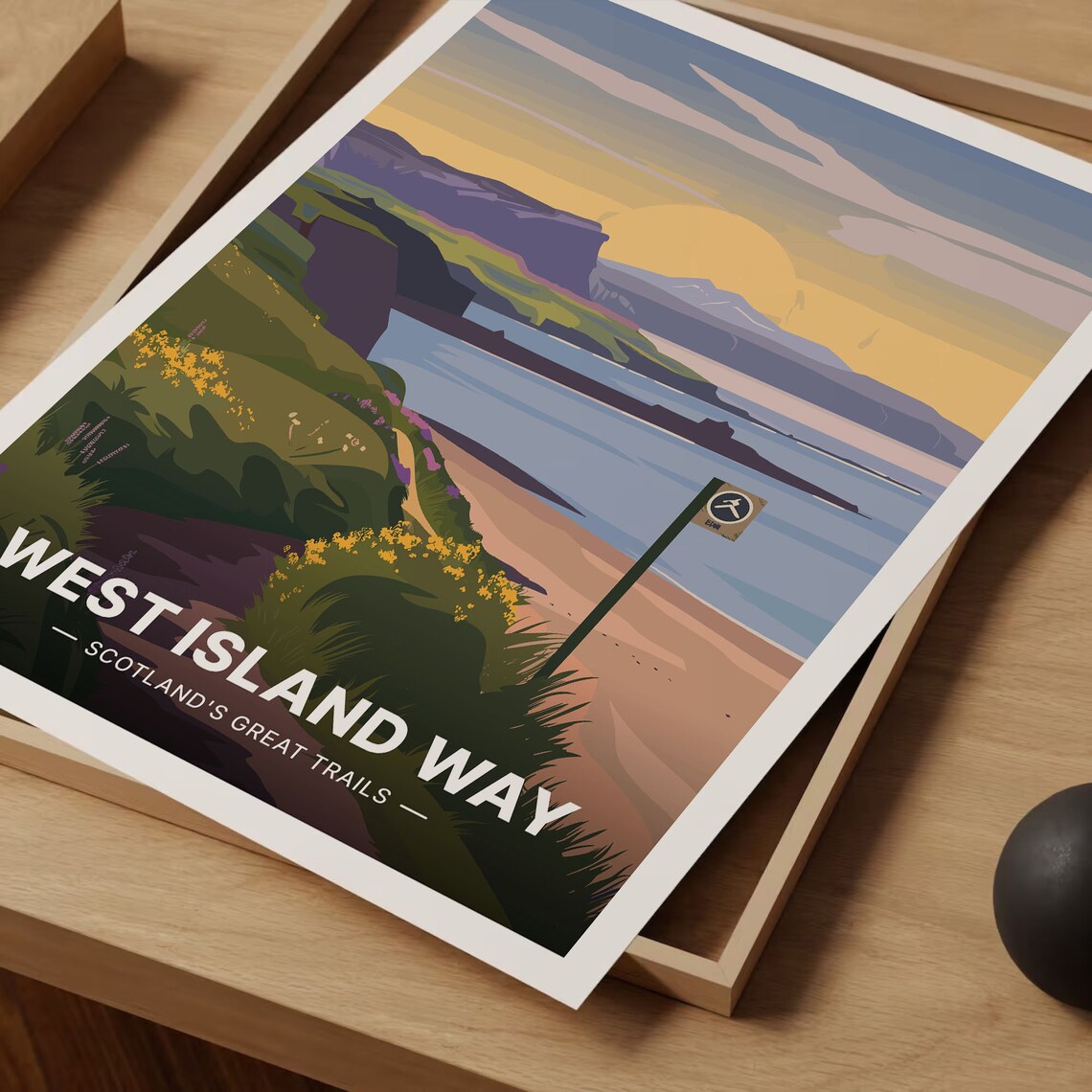 West Island Way Scotland Coastal Trail Sunset Vintage Travel Poster - Image 3