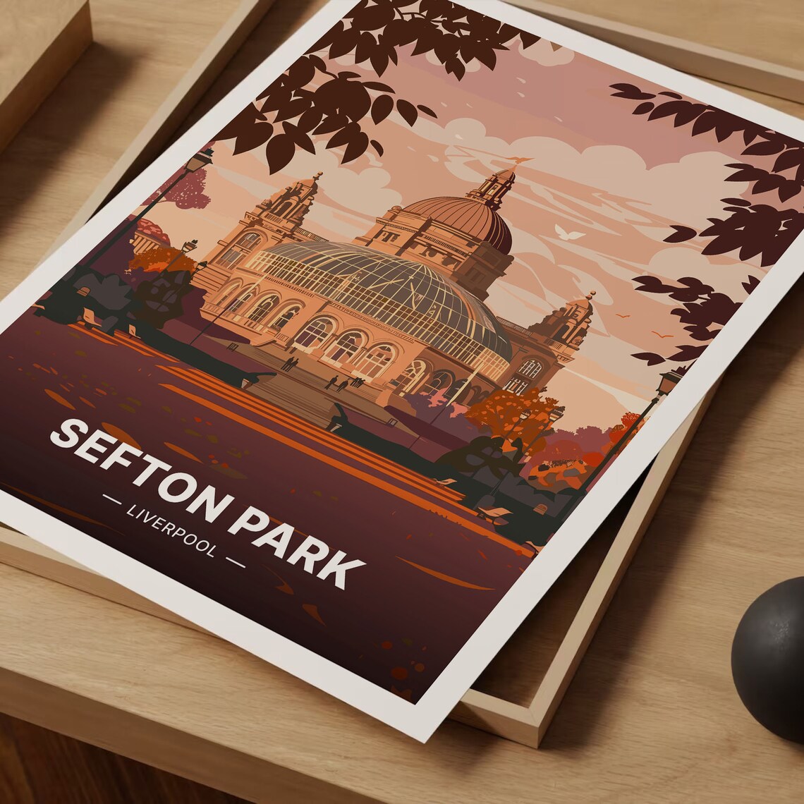 Sefton Park Liverpool Palm House Glasshouse Art Deco Travel Poster - Image 3