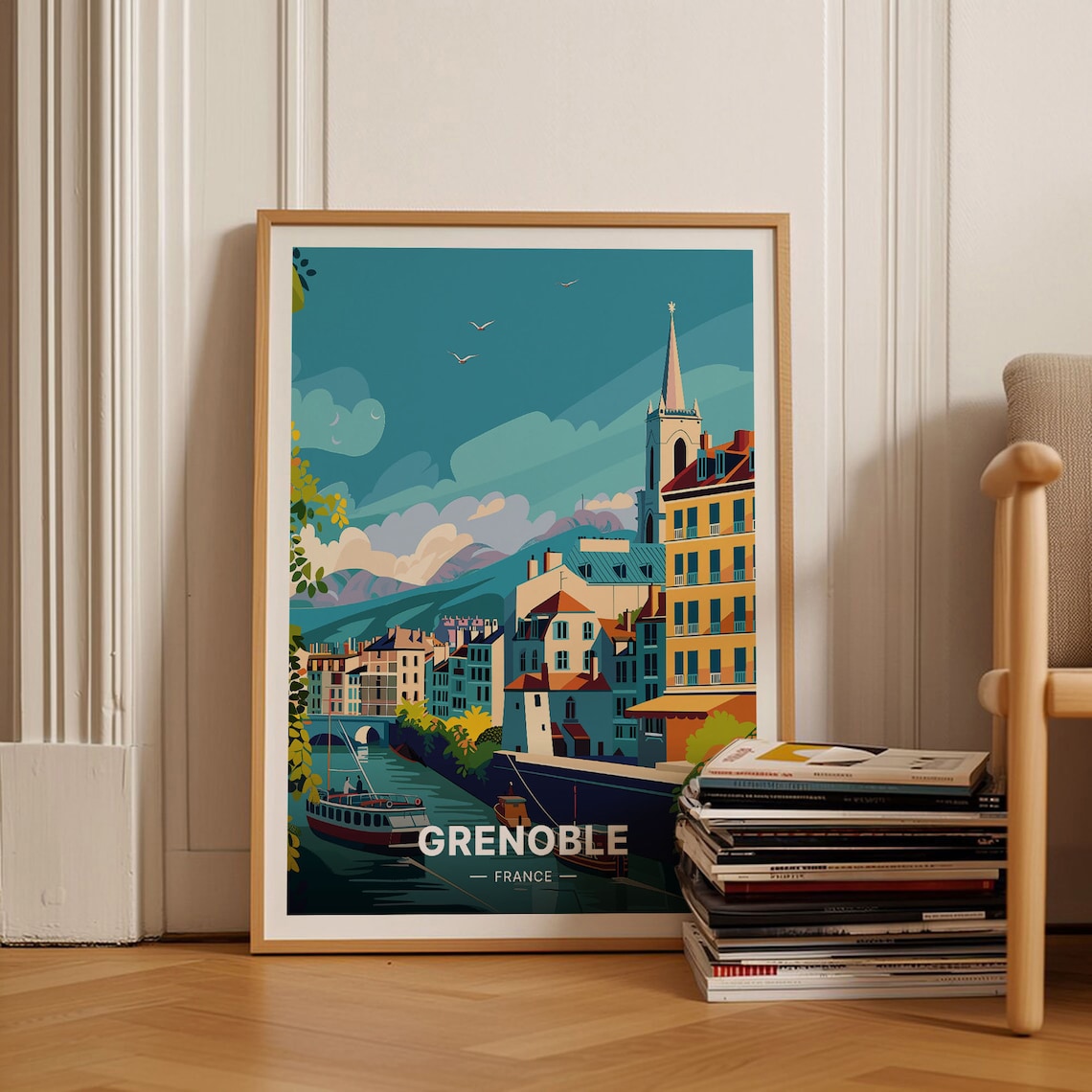 Grenoble France Travel Poster, 3D Style Art Print