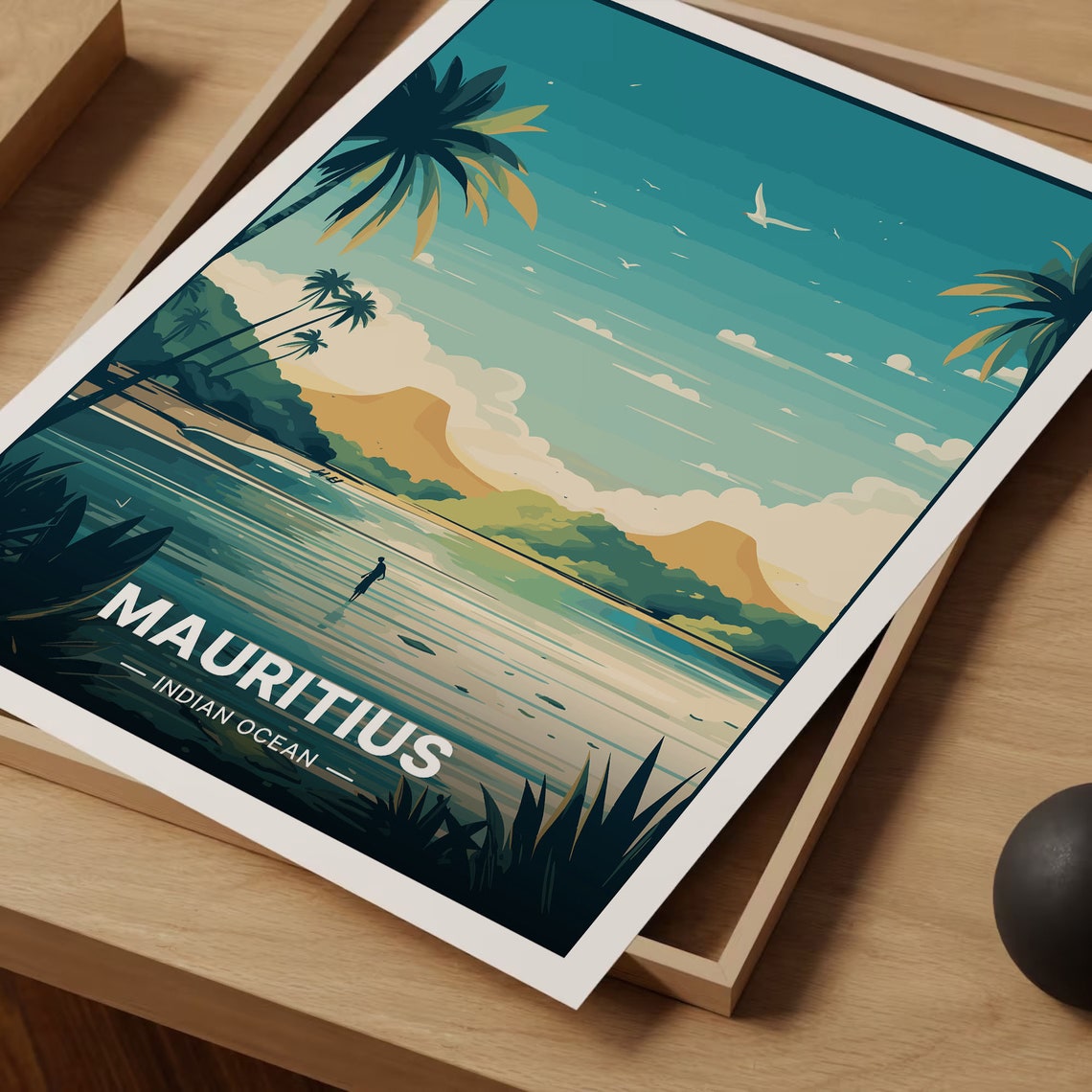 Mauritius Indian Ocean Palm Beach Lagoon Calm Waters Travel Poster - Image 3