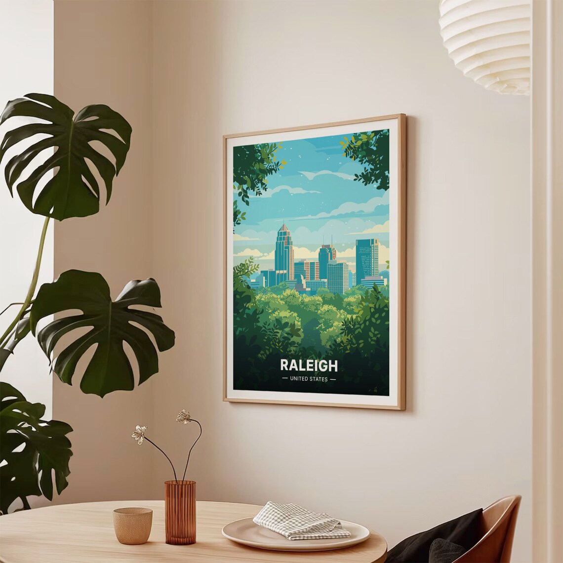 Raleigh Travel Poster, North Carolina Cityscape - Image 2
