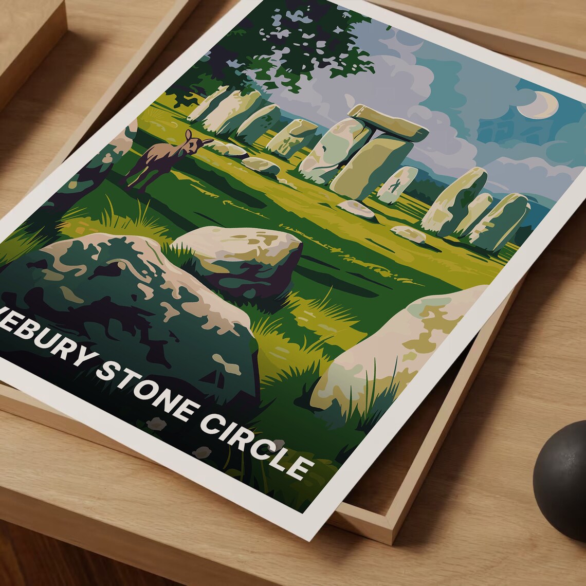 Avebury Stone Circle Travel Poster, Wiltshire Landscape - Image 3