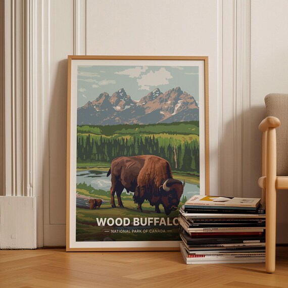 Wood Buffalo National Park Canada Bison Mountain Wilderness Poster