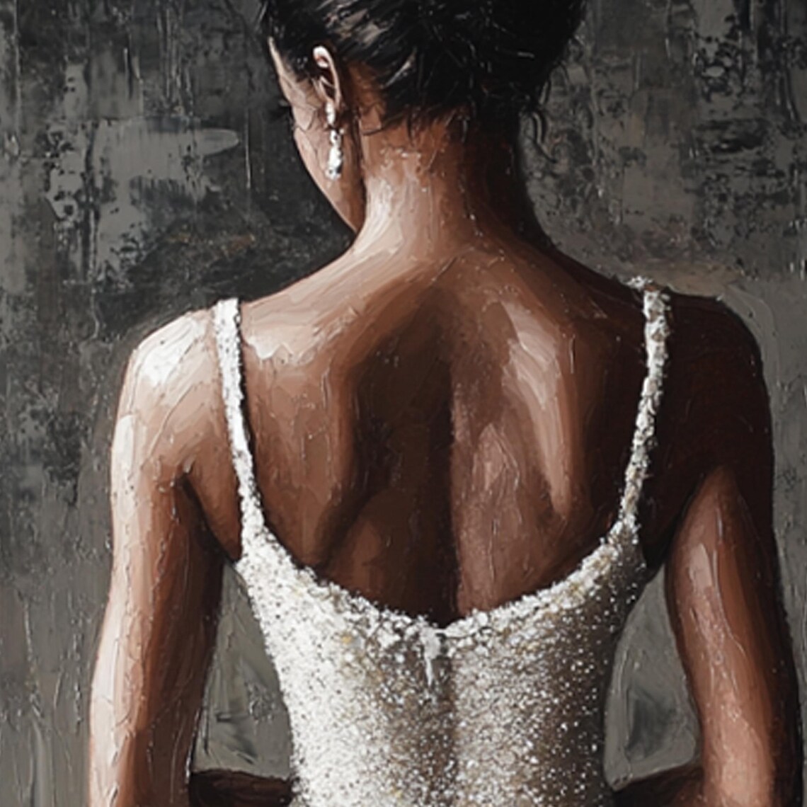 Original Abstract Ballerina Oil Painting On Elegant Woman Backside Painting Female Figure Acrylic Painting Modern Home Wall Decor - Image 2