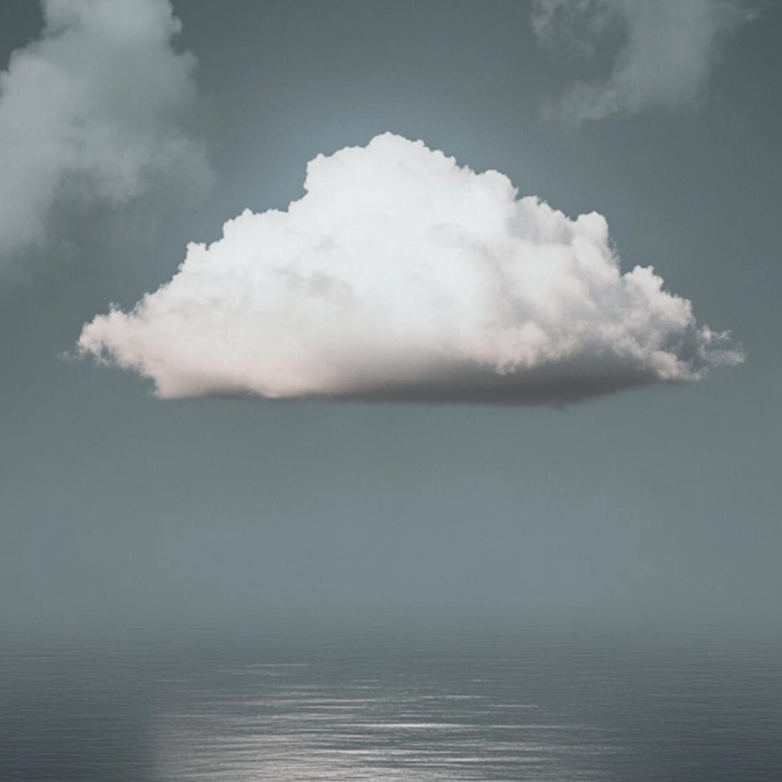 White Cloud Over Dark Sea Gray Sky Minimalist Art Wall Poster - Image 2