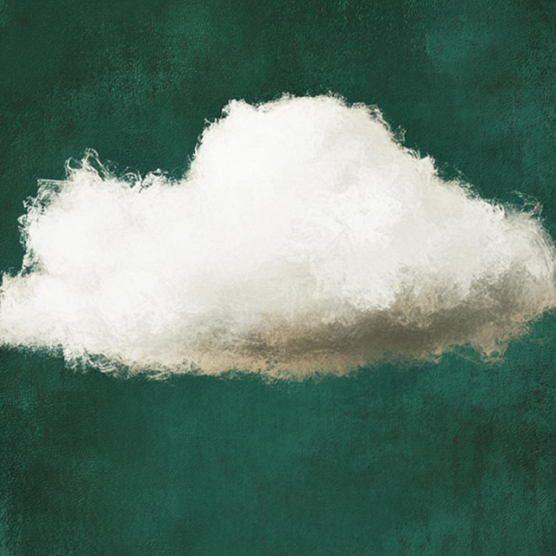 White Cloud On Emerald Green Textured Sky Minimalist Art Poster - Image 2