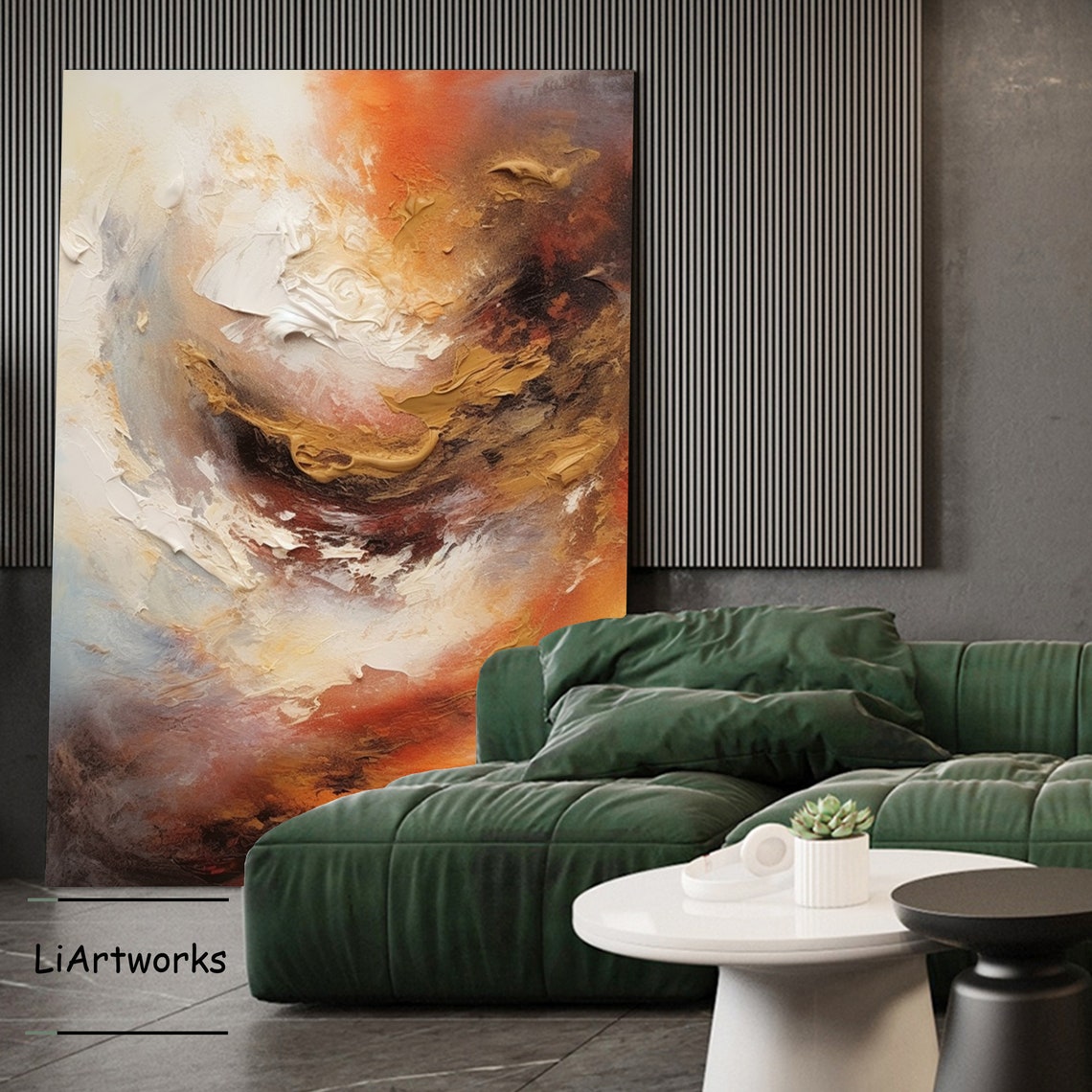 Fiery Orange Red Abstract Swirl Painting Bold Modern Statement Poster - Image 2