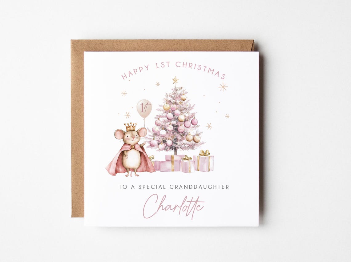Baby's First Christmas Pink Mouse Princess Granddaughter Print