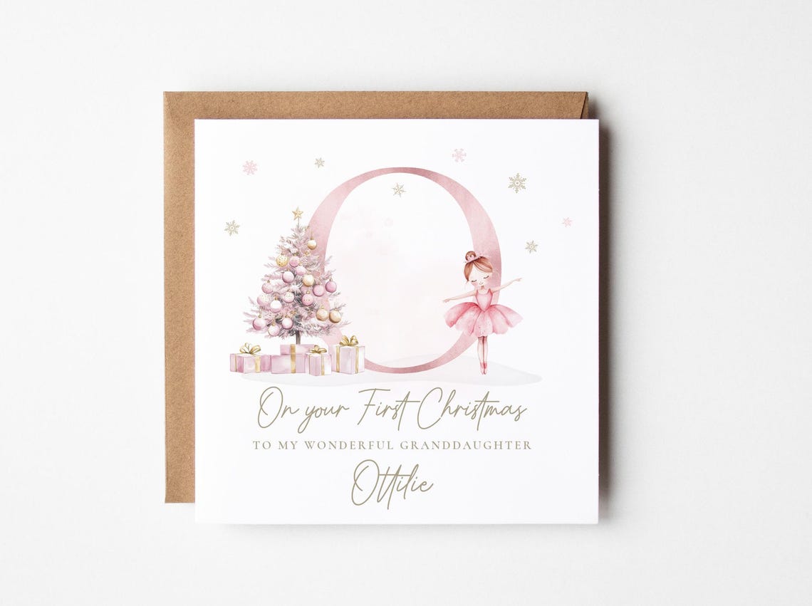 Personalized Letter O First Christmas Ballerina Keepsake Print