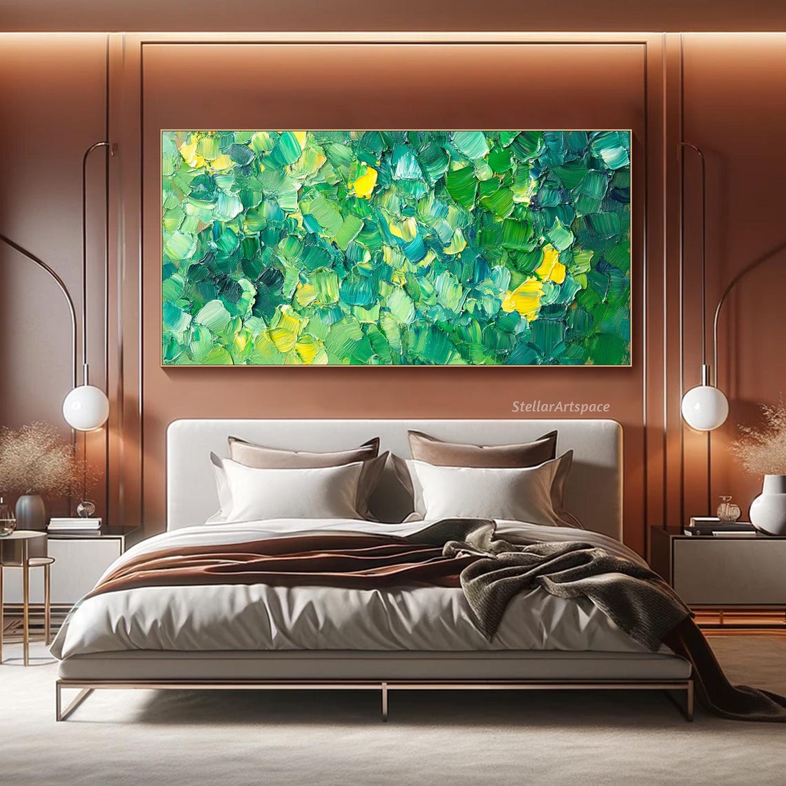 Green Yellow Abstract Impasto Texture Palette Knife Modern Art Poster - Image 2