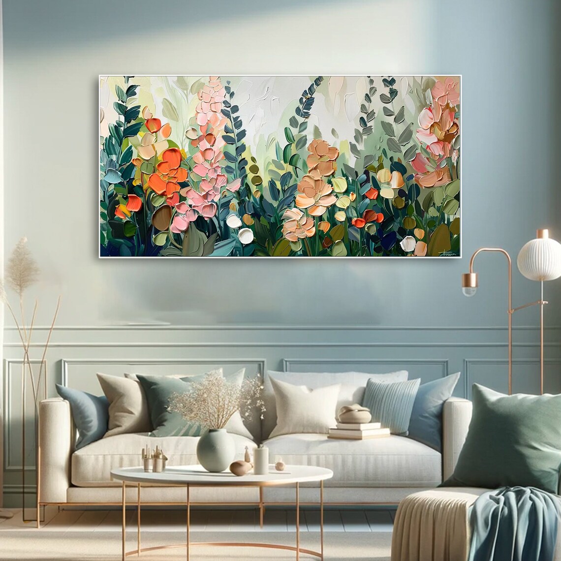 Dreamy Blooms Flower Painting, Neutral Tones Art Print - Image 2