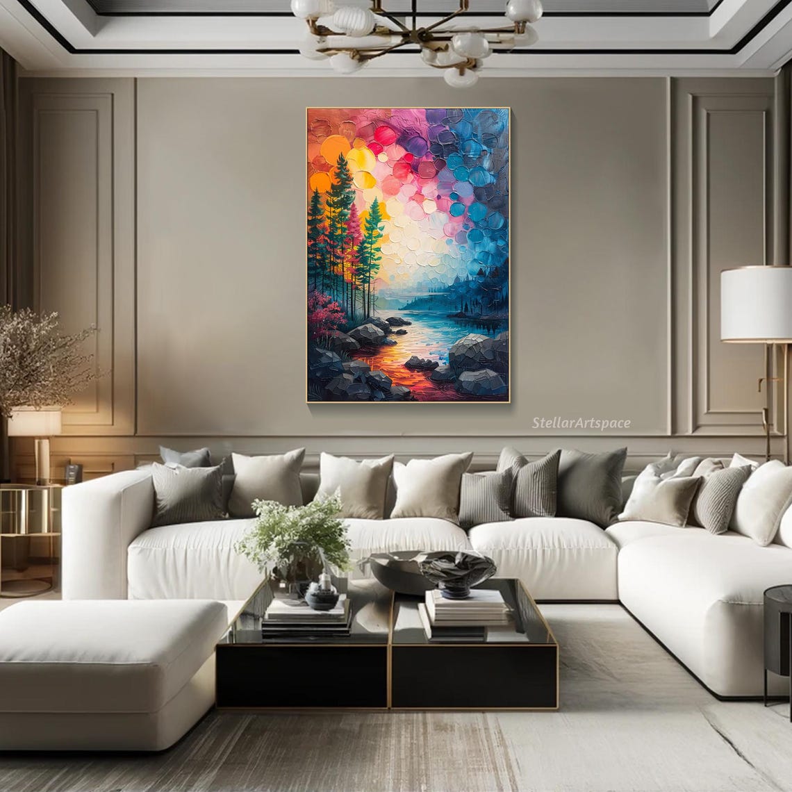 Pine Forest Colorful Starry Sky Mountain Stream Vertical Poster - Image 6