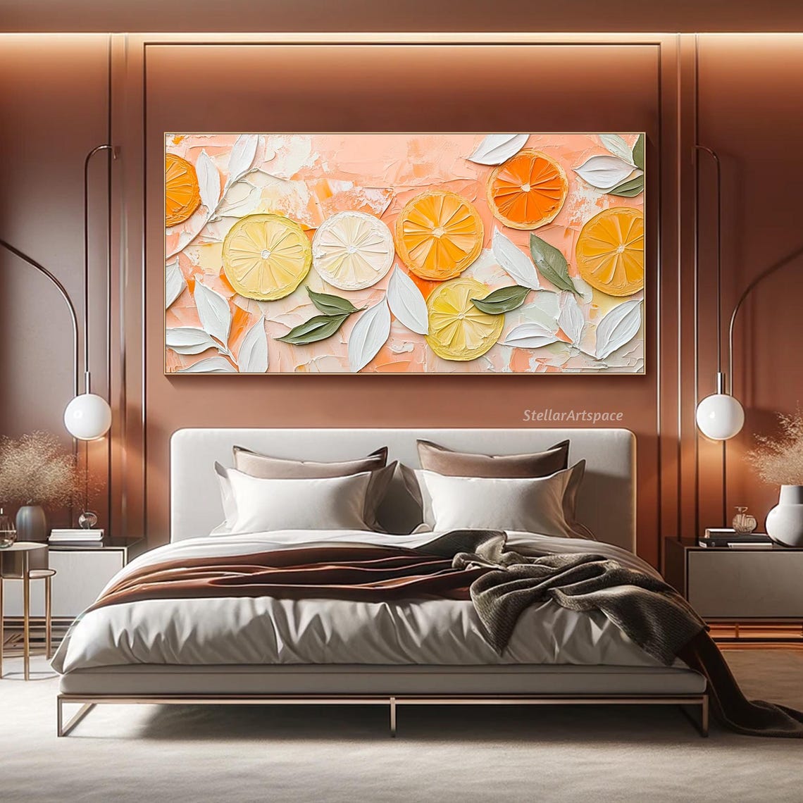 Citrus Fruit Slices Orange Lemon Impasto Still Life Kitchen Art Poster - Image 2