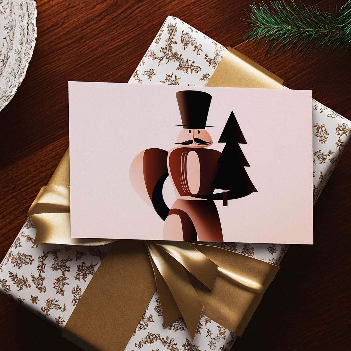 Art Deco Nutcracker Soldier With Tall Hat Holding Small Tree Poster - Image 2