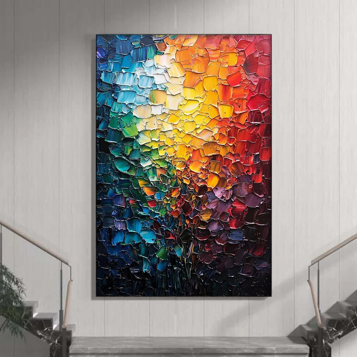 Abstract Impasto Painting, Boho Living Room Art Print