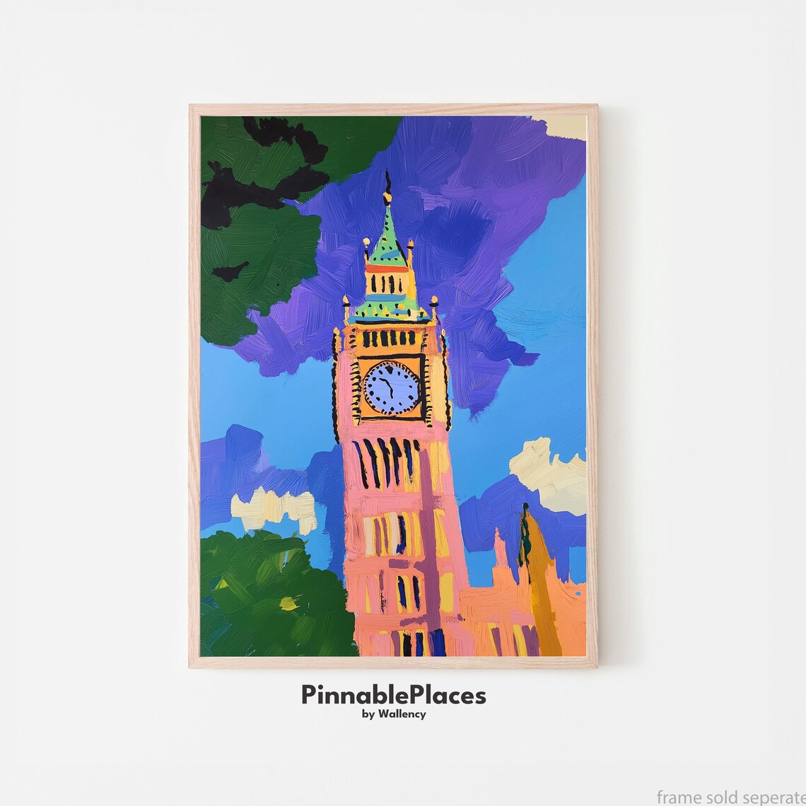 Big Ben London Pop Art Clock Tower Vibrant Painting Wall Poster