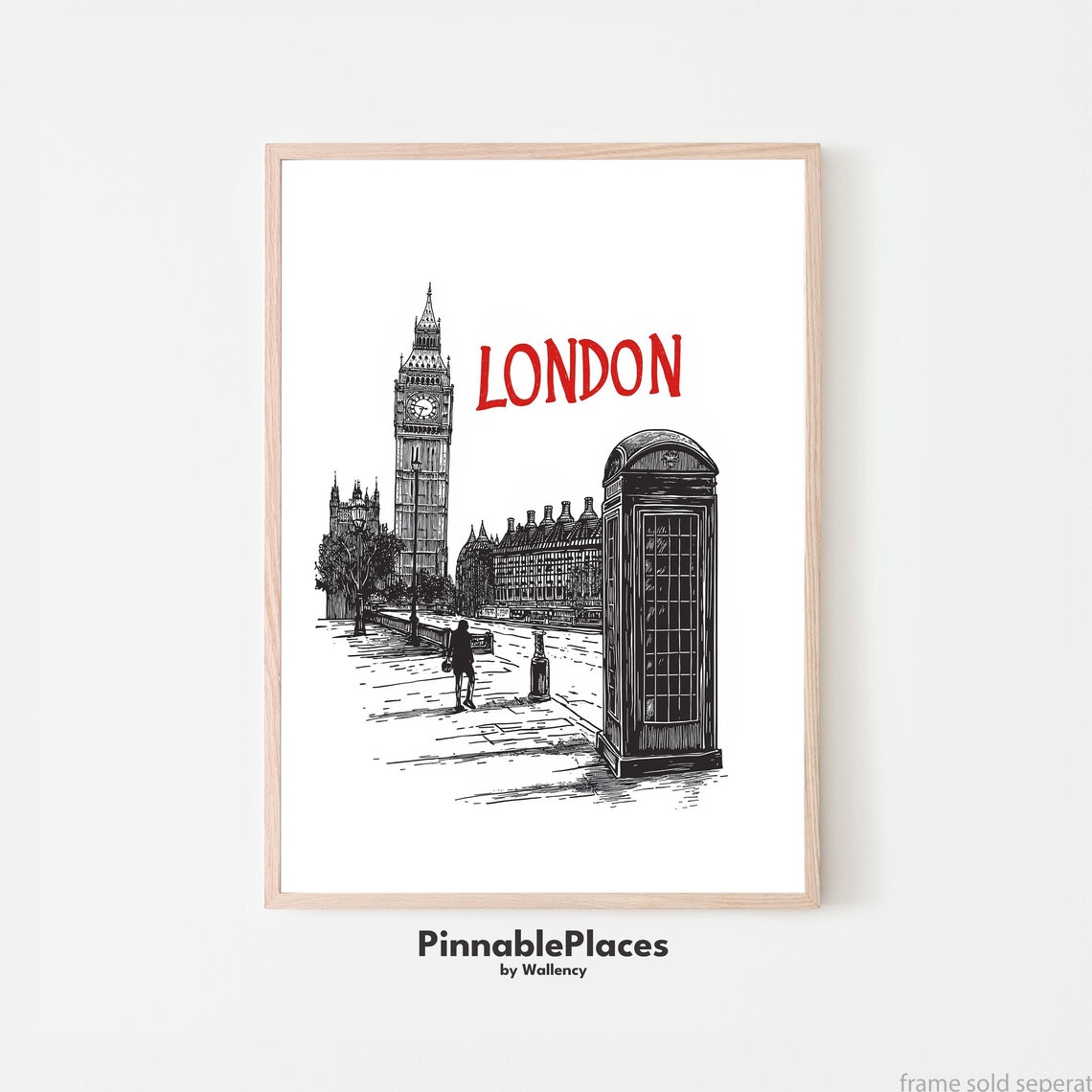 London Art Print Big Ben Telephone Booth Illustration File