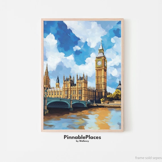 Big Ben Westminster Bridge Gouache Art Print File