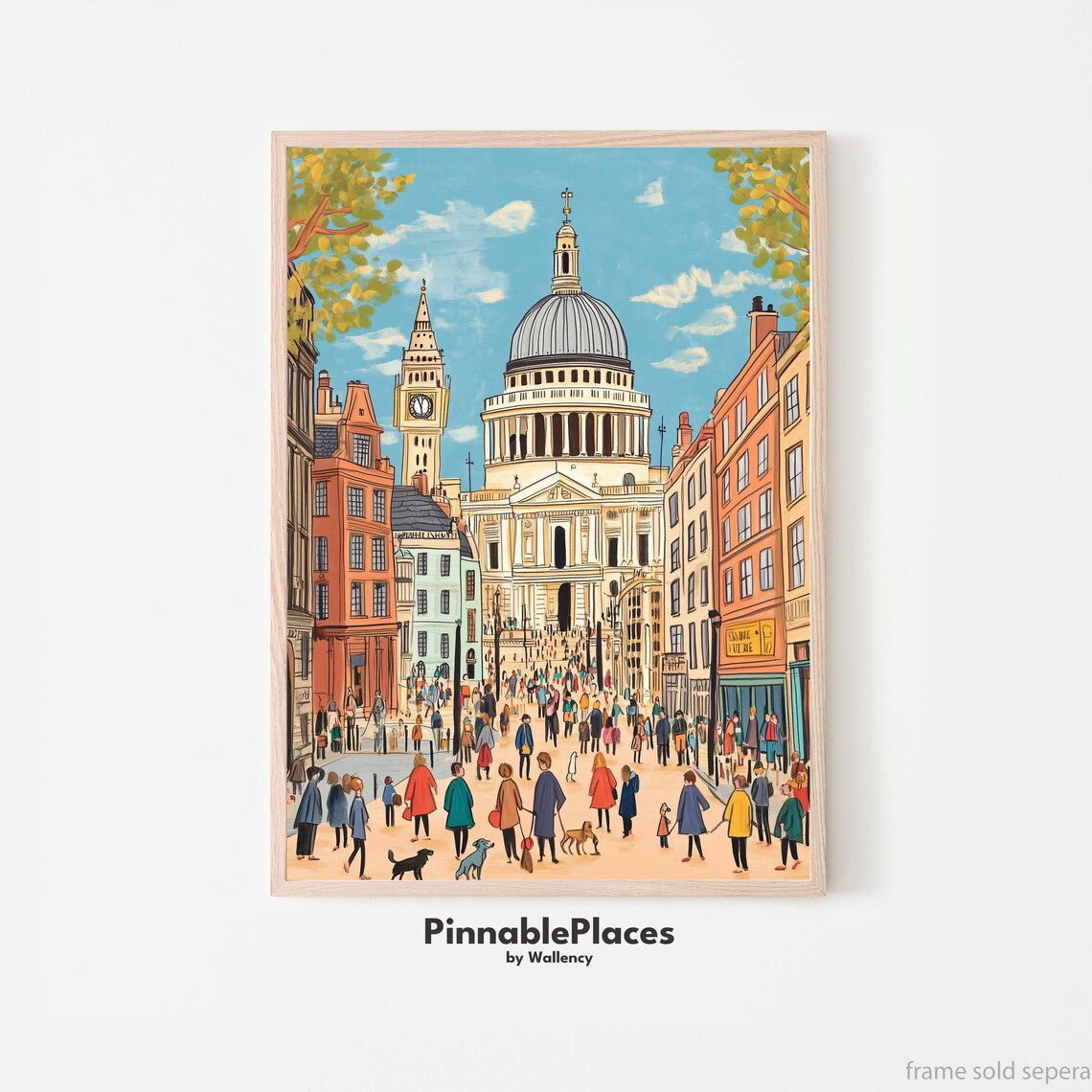London Street Scene St Pauls Cathedral Classic Cityscape Wall Poster