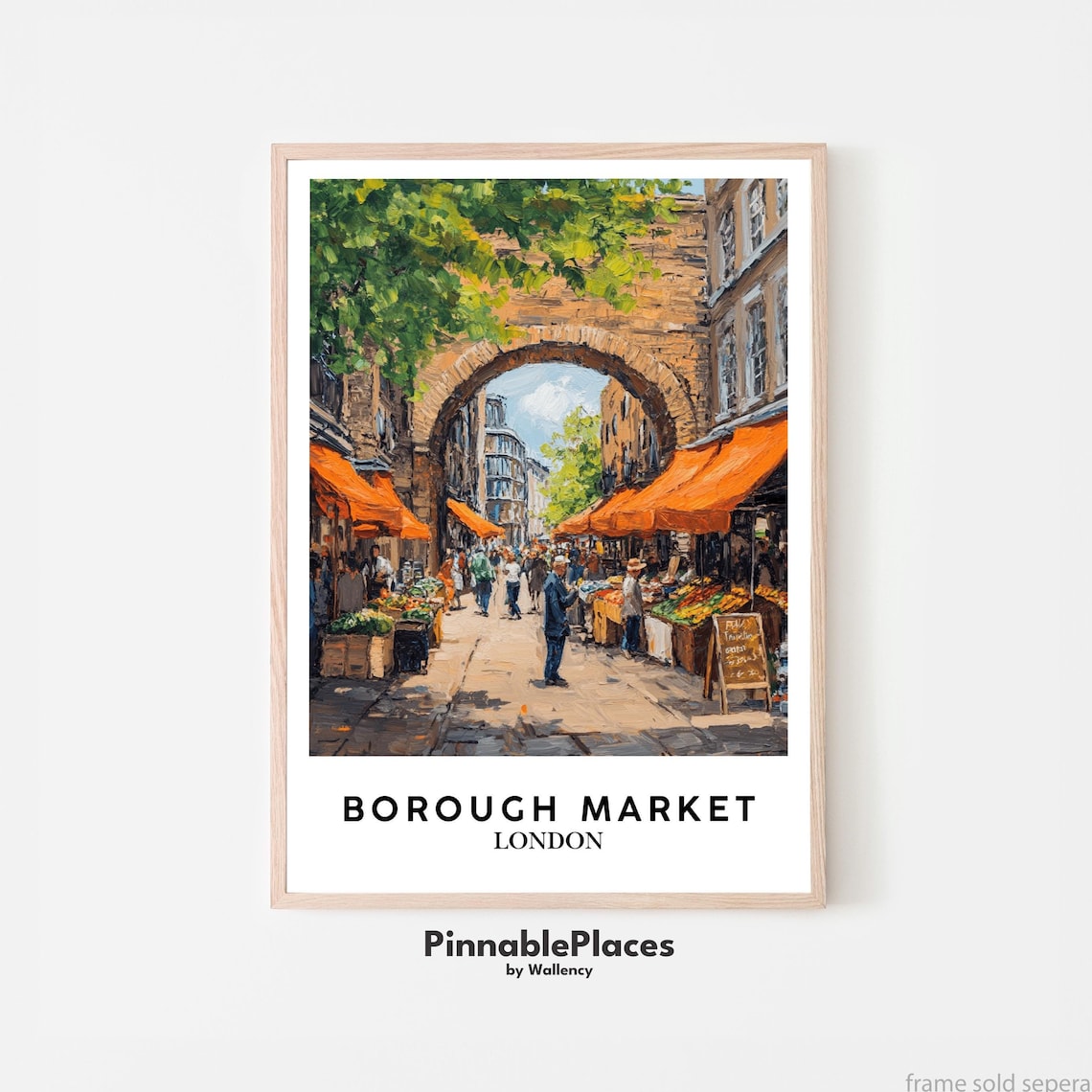 Borough Market London Impressionist Arch Street Scene Poster