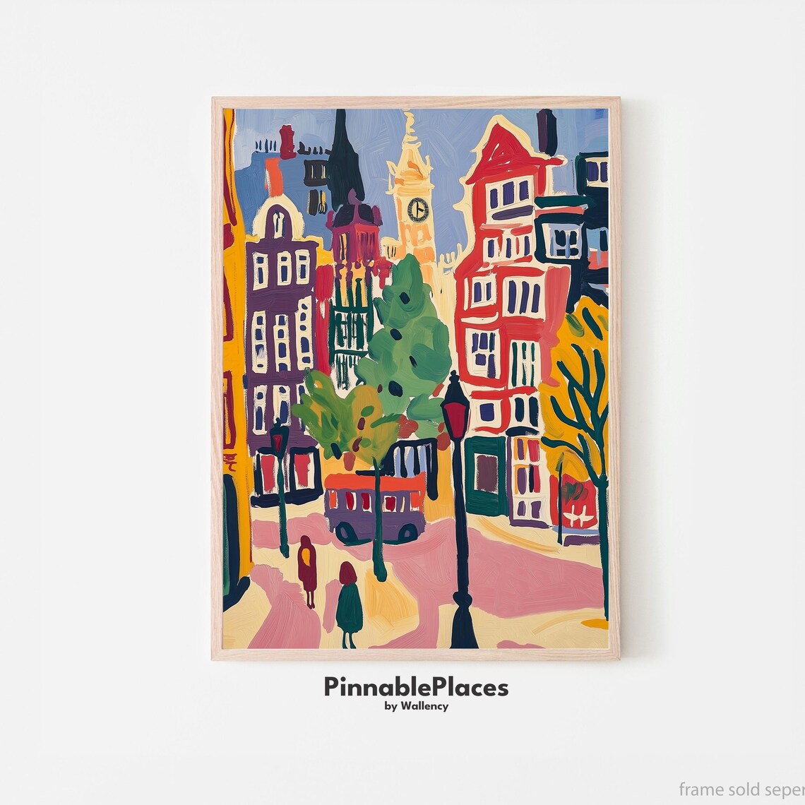 London Matisse Style Abstract Cityscape Colorful Street Scene Poster