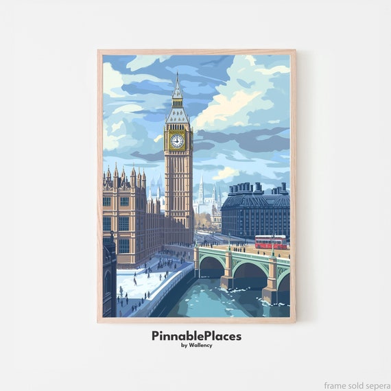 Big Ben Westminster Bridge Gouache Art Print File