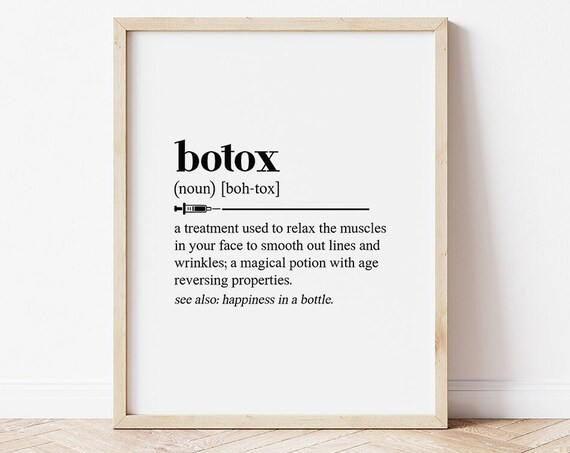 Botox Definition Dictionary Art Print Aesthetic Clinic Decor Nurse Gift Funny