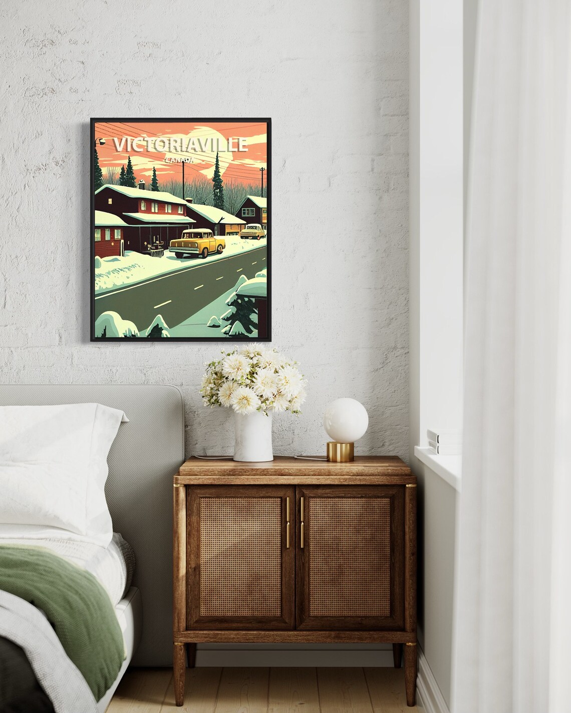 Victoriaville Canada Snowy Roadside Retro Winter Travel Poster - Image 3