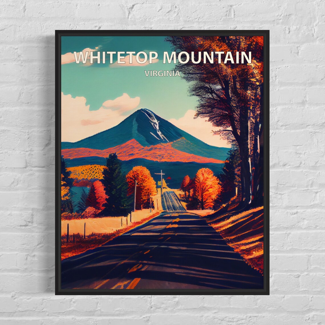 Whitetop Mountain Virginia Autumn Road Scenic Vintage Travel Poster
