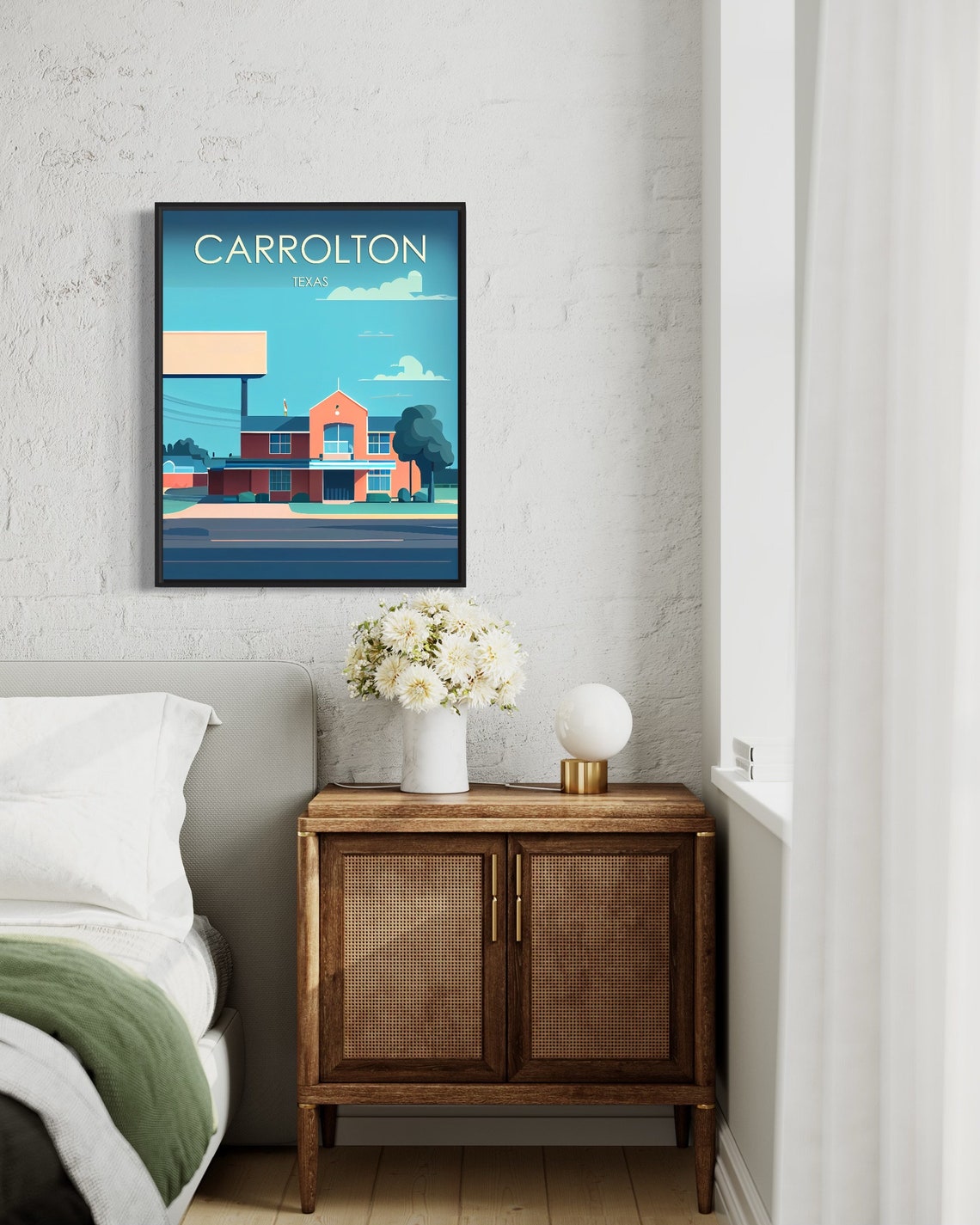 Carrolton Texas Retro Small Town Building Billboard Travel Poster - Image 3