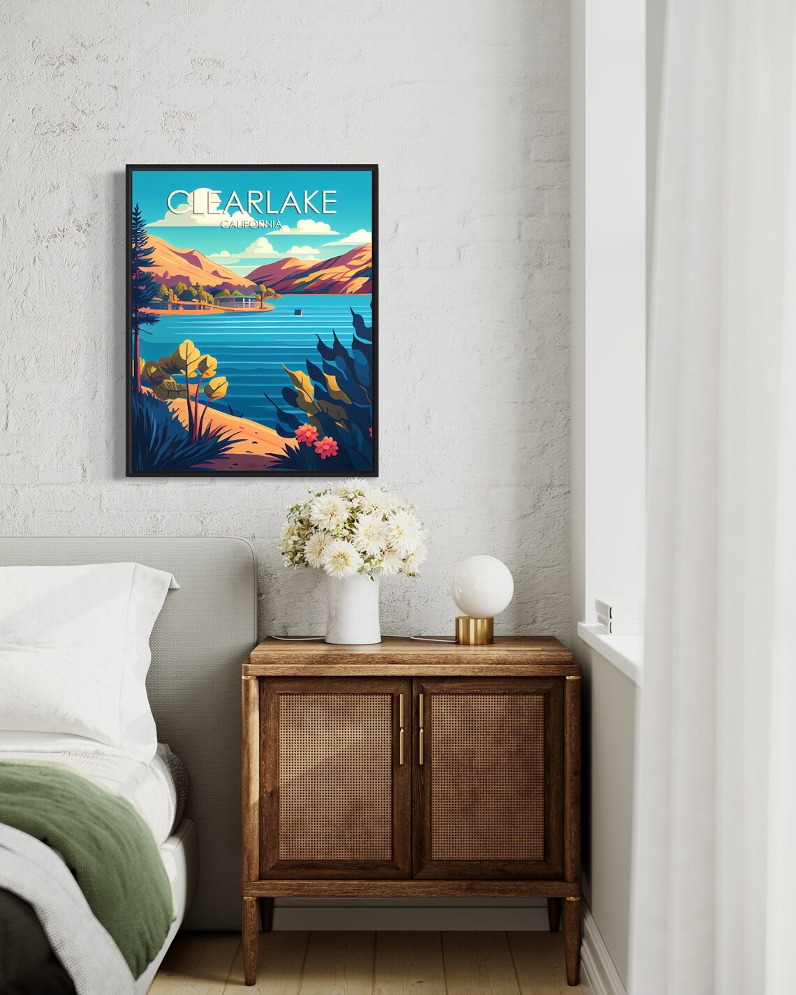 Clearlake California Retro Lakeside Mountain Scenic Travel Poster - Image 2