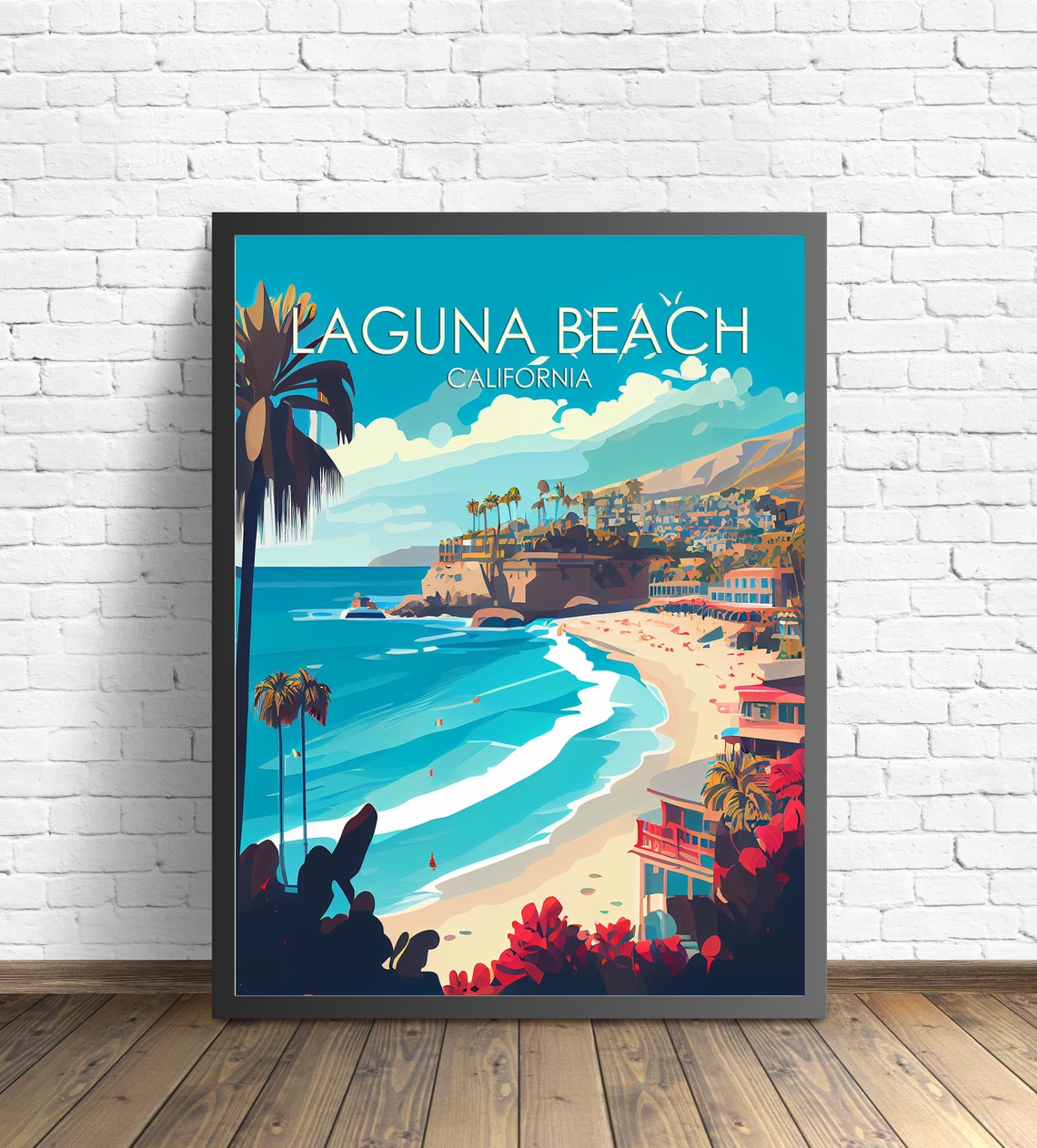 Laguna Beach California Coastal Cliffs Turquoise Beach Surf Poster