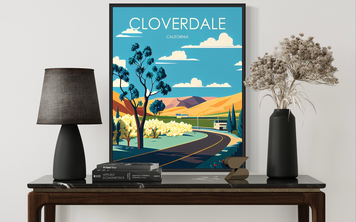 Cloverdale California Vintage Countryside Road Scenic Travel Poster - Image 3