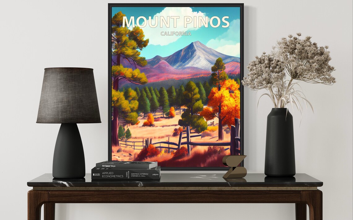Mount Pinos California Autumn Meadow Mountain View Retro Travel Poster - Image 3
