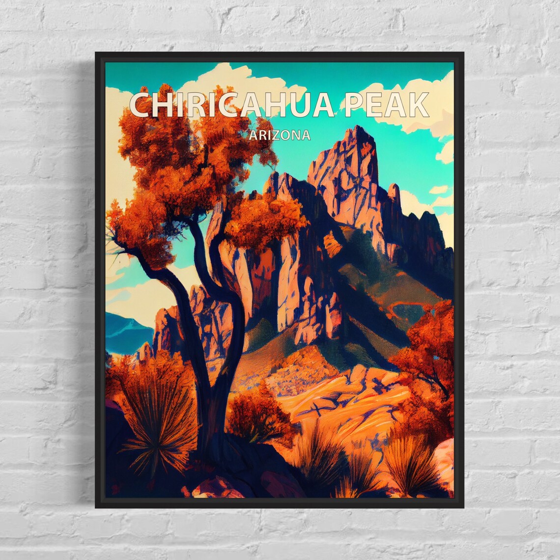 Chiricahua Peak Arizona Red Rock Spires Desert Oak Trees Poster