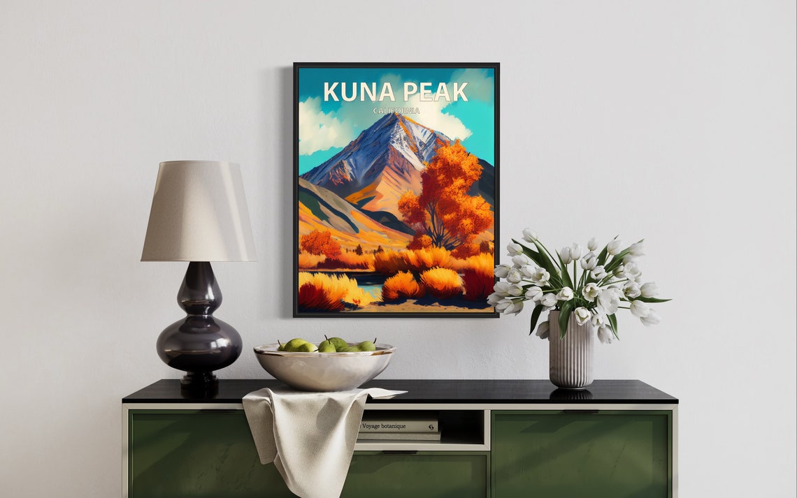 Kuna Peak California Snowy Summit Golden Autumn Trees Poster - Image 3