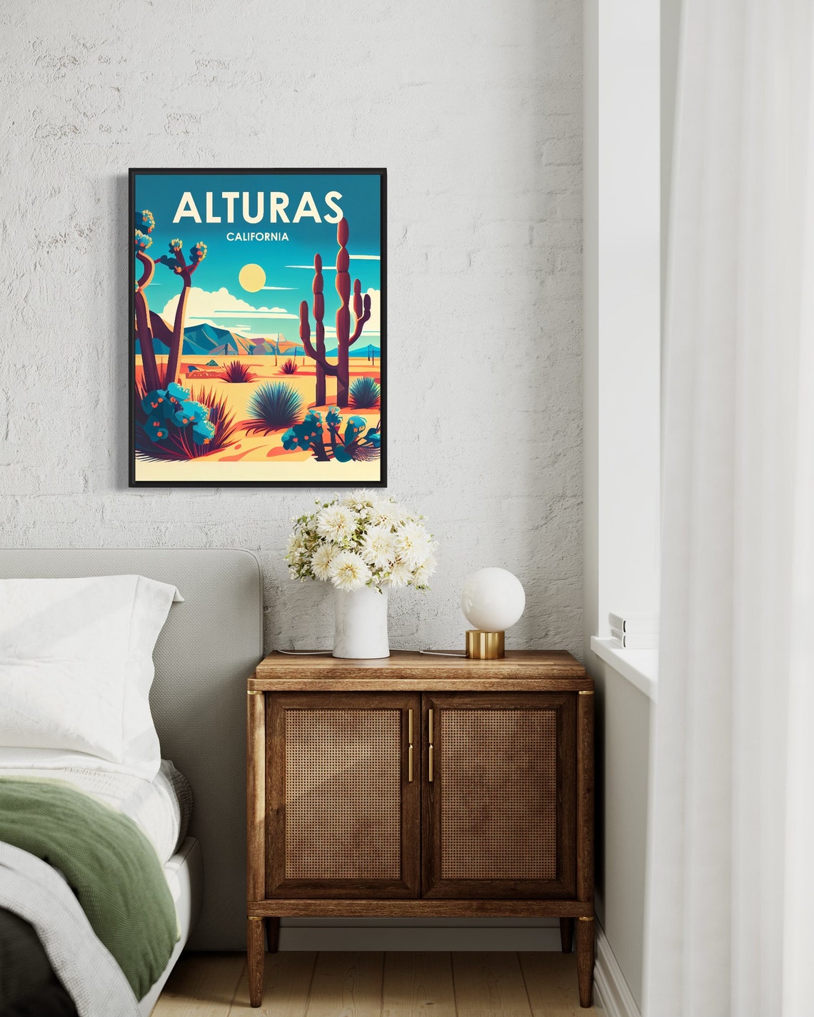 Alturas California Desert Cactus Sunset Warm Retro Travel Poster - Image 2