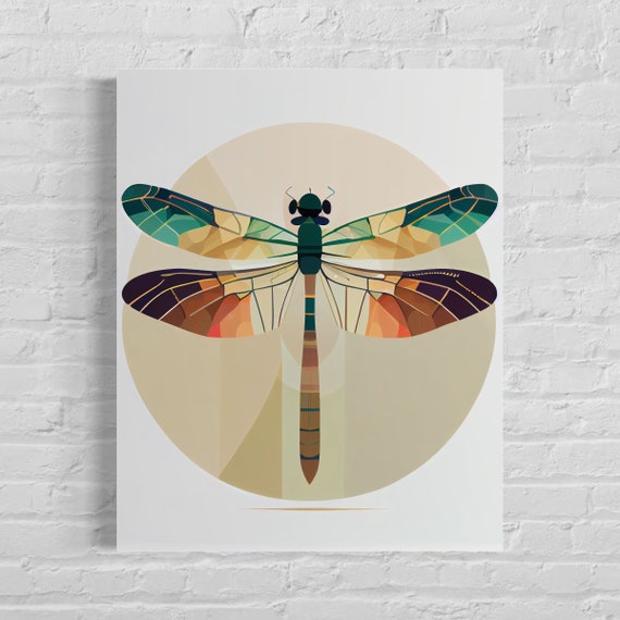 Dragonfly Retro Art Print Dragonfly Illustration Dragonfly Vintage Minimal Design Poster