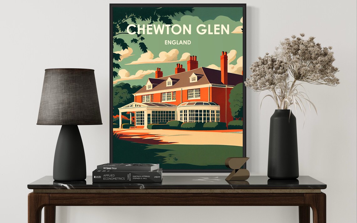 Chewton Glen England Poster with Red Brick Country Manor House - Image 3