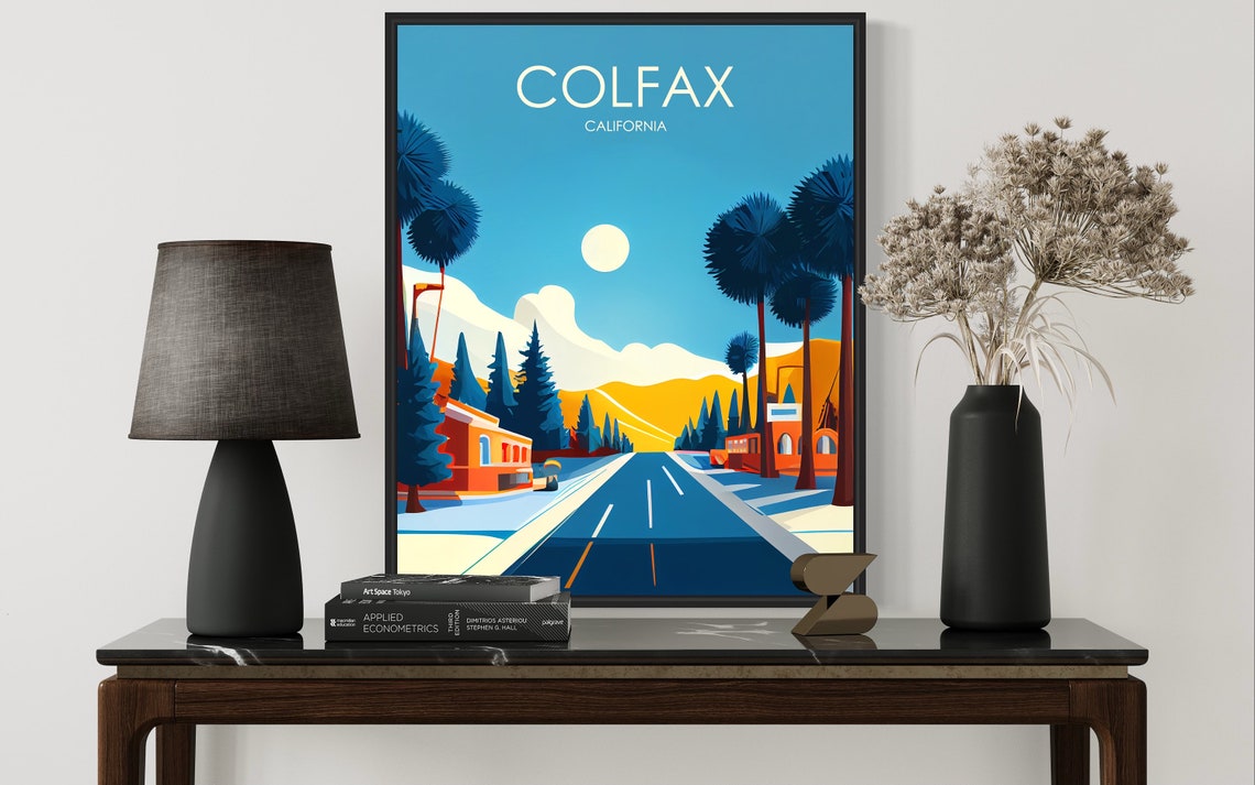 Colfax California Vintage Mountain Road Pine Tree Travel Poster - Image 3