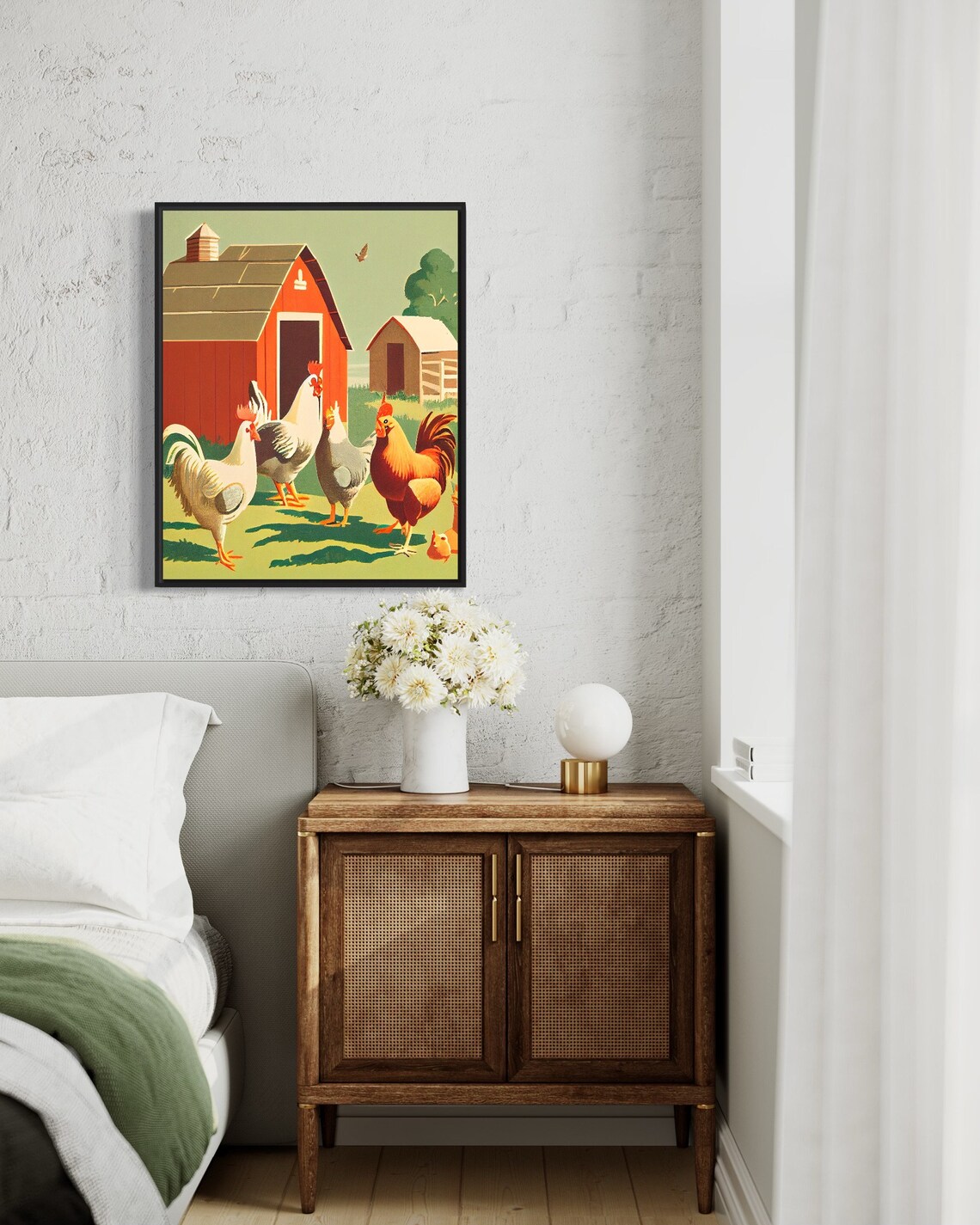 Nostalgic Vintage Farmyard Flock of Hens and Roosters Poster - Image 3