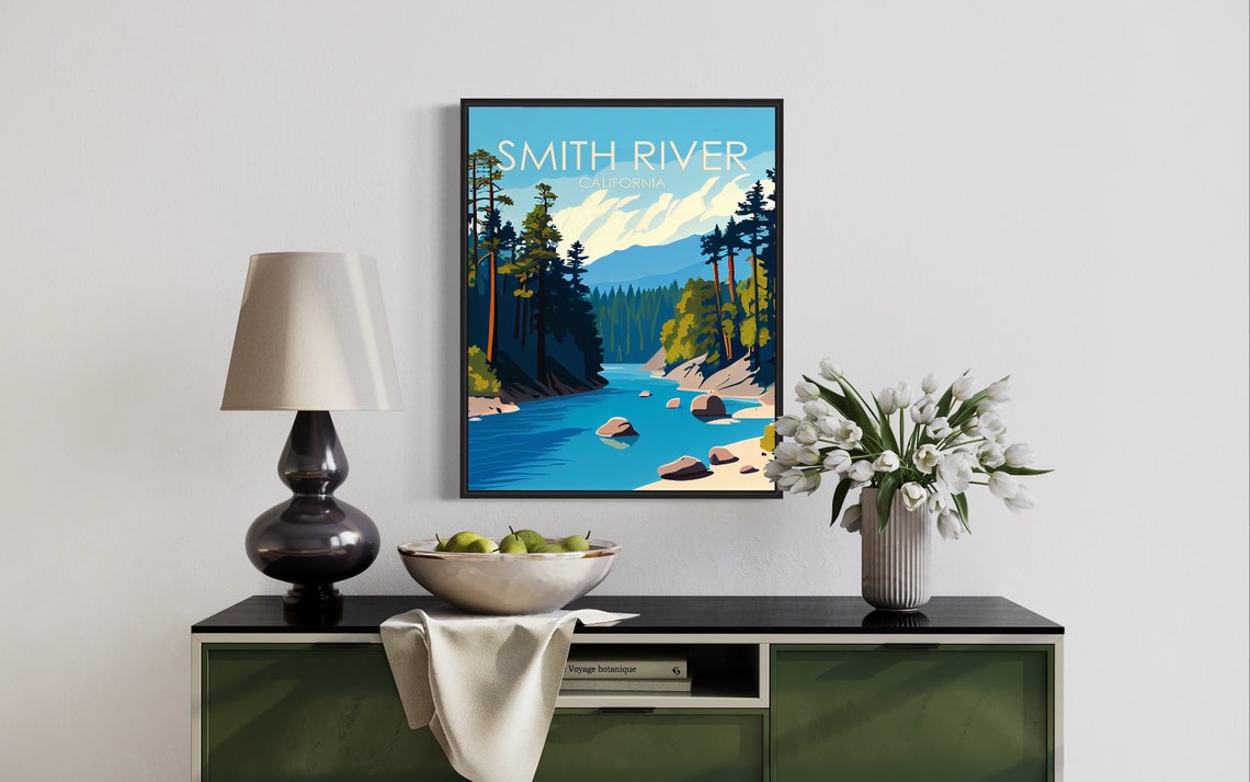 Smith River California Pine Forest River Retro Travel Poster Art - Image 3