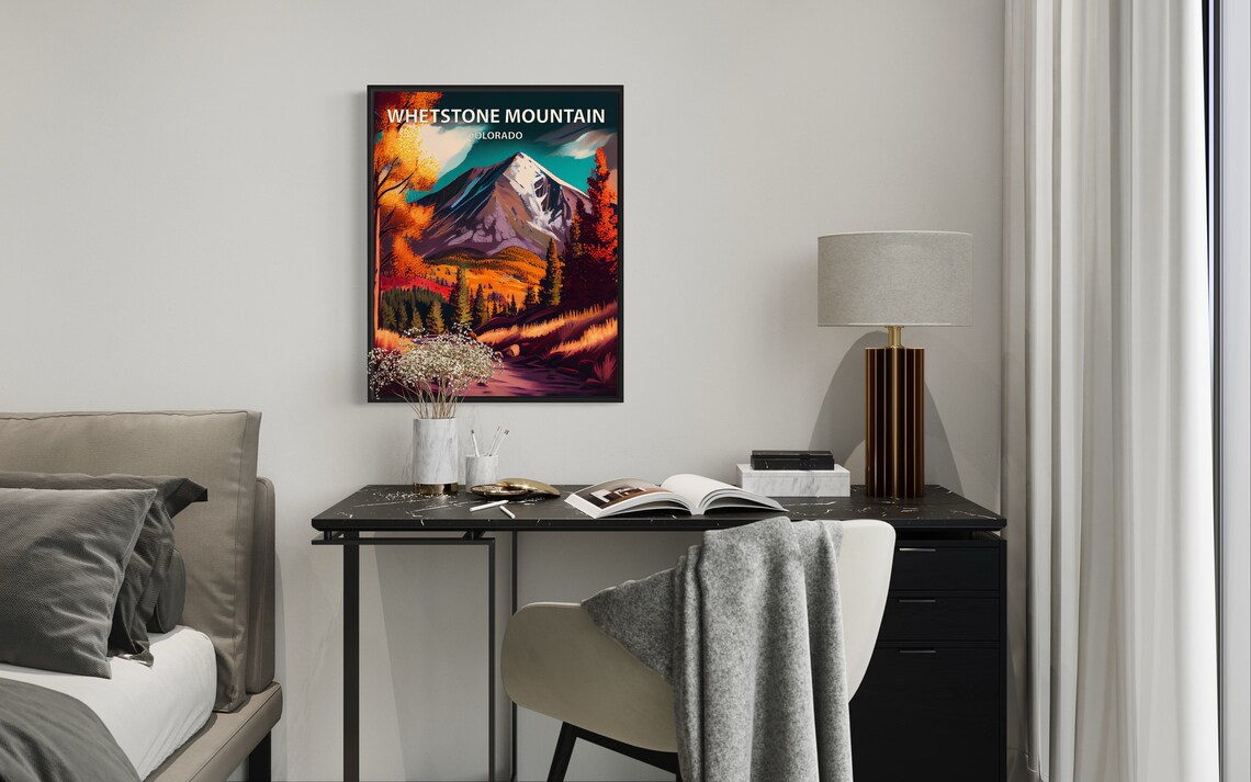 Whetstone Mountain Colorado Snowy Peak Autumn Forest View Poster - Image 2