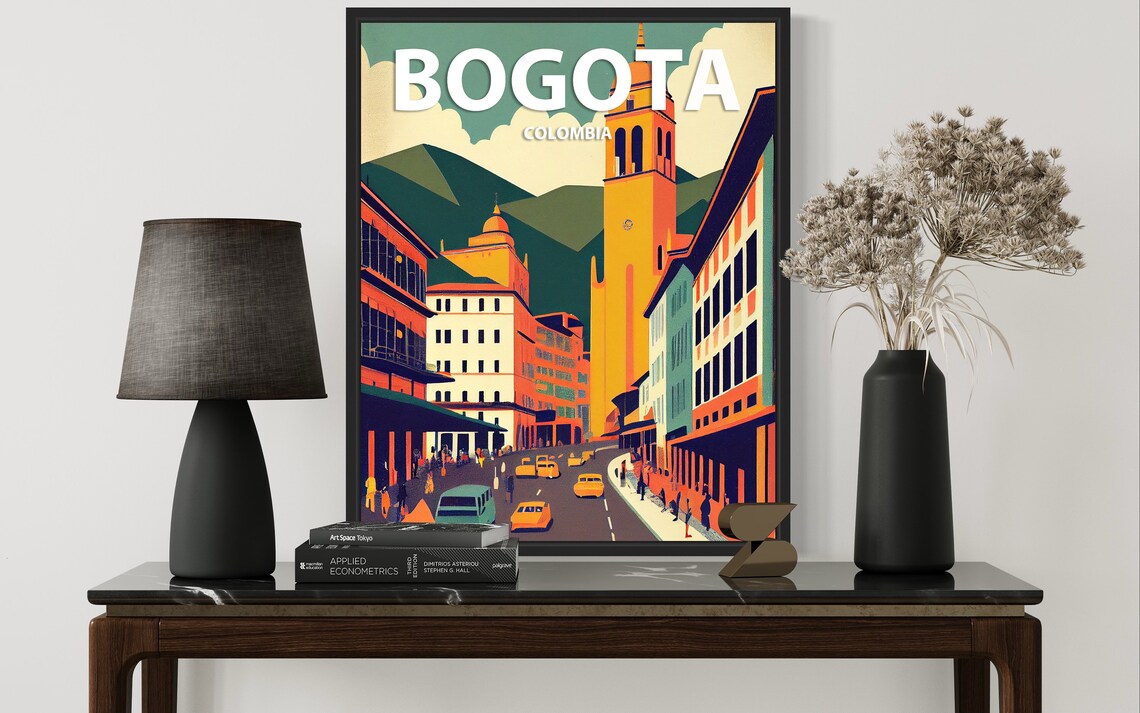 Bogota Colombia Historic City Streets Colorful Retro Travel Poster - Image 3
