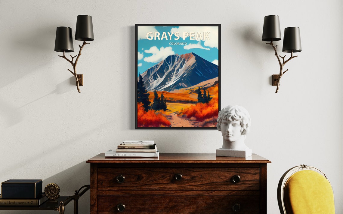 Grays Peak Colorado Autumn Mountain Landscape Minimal Travel Poster - Image 2