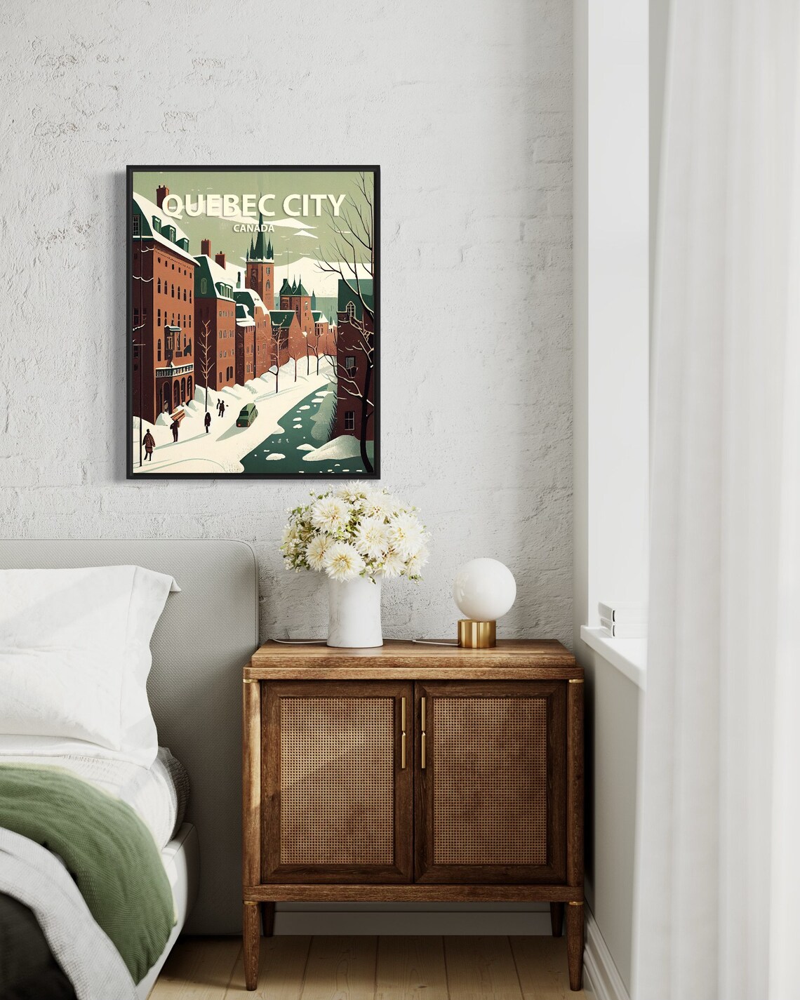 Quebec City Canada Snowy Old Town Winter Retro Travel Poster - Image 2
