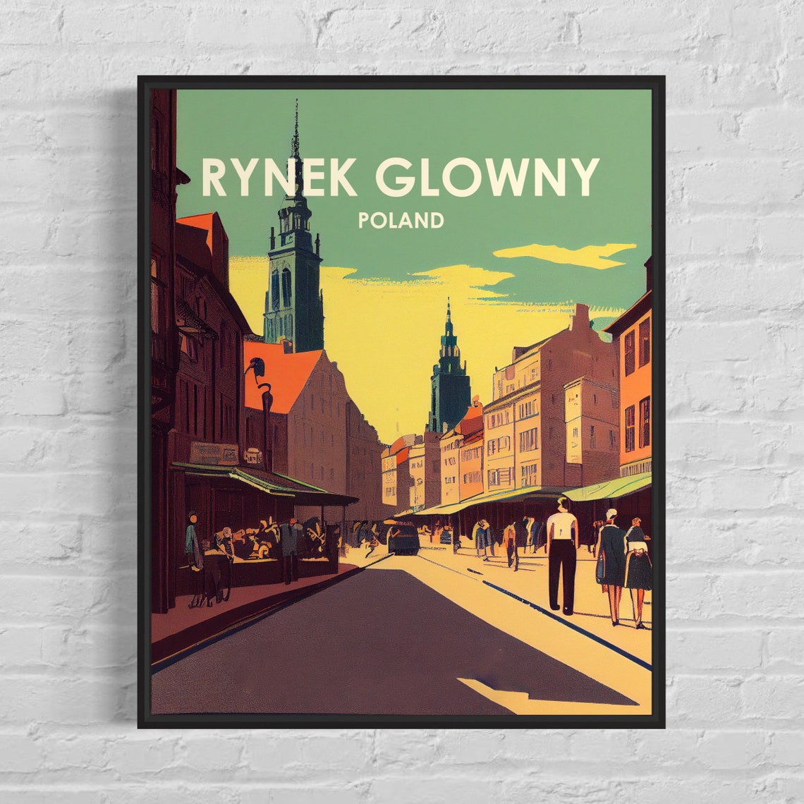 Rynek Glowny Poland Retro Art Print Rynek Glowny Poland Ireland Wall Art Illustration Rynek Glowny Poland Vintage Minimal Design Poster